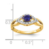 14k 1/10 carat Lab Grown Diamond VS/SI+ G+ and Lab Created Blue Sapphire Ring