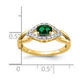 14k 1/10 carat Lab Grown Diamond VS/SI+ G+ and Lab Created Emerald Ring