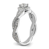 10k White Gold 3/4 carat Lab Grown Diamond VS/SI+ G+ Round Complete Fancy Halo Engagement Ring