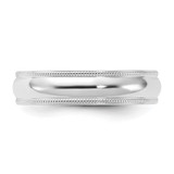 14k White Gold 5mm Milgrain Half Round Comfort Fit Wedding Band Size 6