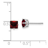 14k White Gold 5mm Princess Cut Garnet Earrings