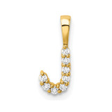 14k 1/10 carat Lab Grown Diamond VS/SI+ G+ Complete Letter J Initial Pendant