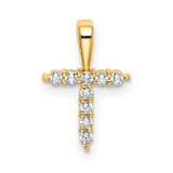 14k 1/10 carat Lab Grown Diamond VS/SI+ G+ Complete Letter T Initial Pendant
