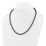 14k White Gold 6-7mm Black Round Akoya Saltwater Cultured Pearl 16 inch Necklace