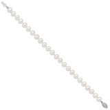 14k White Gold 6-7mm White Near Round Freshwater Cultured Pearl 7.5 inch Bracelet