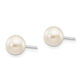14k White Gold 6-7mm White Round Akoya Saltwater Cultured Pearl Post Earrings - XF-75A5AC32-7819