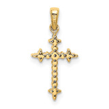 14k 1/10 carat Lab Grown Diamond VS/SI+ G+ Fleur de Lis Complete Cross Pendant