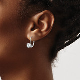 14k White Gold 6mm Cubic Zirconia Leverback Earrings - XL-F71BC64D-8815