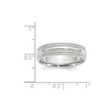 14k White Gold 6mm Double Milgrain Comfort Fit Wedding Band Size 7.5