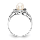 14k White Gold 6mm FW Cultured Pearl AA Diamond Ring - Y1-1322DAA7-7018
