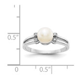 14k White Gold 6mm FW Cultured Pearl AA Diamond ring - Y1-2CDA7350-4056