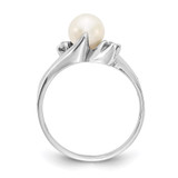 14k White Gold 6mm FW Cultured Pearl AA Diamond ring - Y1-AA8FFDEF-6417