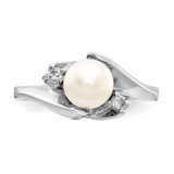 14k White Gold 6mm FW Cultured Pearl AA Diamond ring - Y1-AA8FFDEF-6417