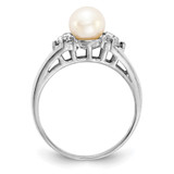 14k White Gold 6mm FW Cultured Pearl AA Diamond ring - Y4-56D97046-2890