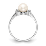 14k White Gold 6mm FW Cultured Pearl AA Diamond ring - Y4-F3871FED-1863
