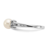 14k White Gold 6mm FW Cultured Pearl AA Diamond ring - Y4-F3871FED-1863