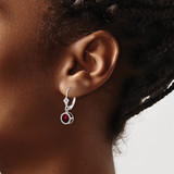 14k White Gold 6mm Garnet Leverback Earrings