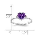 14k White Gold 6mm Heart Amethyst AA Diamond ring