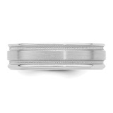 14k White Gold 6mm Lightweight Comfort Fit Brushed Satin/Polished Milgrain Grooved Edge Wedding Band Size 9