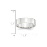 14k White Gold 6mm Lightweight Flat Wedding Band Size 9.5
