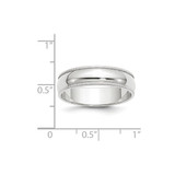 14k White Gold 6mm Milgrain Half Round Wedding Band Size 12.5