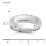 14k White Gold 6mm Standard Weight Comfort Fit Brushed Satin Line Edge Wedding Band Size 7