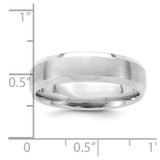 14k White Gold 6mm Standard Weight Comfort Fit Brushed Satin with Polished Beveled Edge Wedding Band Size 10