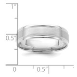 14k White Gold 6mm Standard Weight Comfort Fit Brushed Satin/Polished Grooved Edge Wedding Band Size 11.5