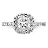 14k 1/2 carat Lab Grown Diamond VS/SI+ G+ 1 1/2 carat Cushion Center Semi Mount Halo Engagement Ring
