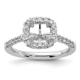 14k 1/2 carat Lab Grown Diamond VS/SI+ G+ 1 1/2 carat Cushion Center Semi Mount Halo Engagement Ring