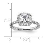 14k 1/2 carat Lab Grown Diamond VS/SI+ G+ 1 1/2 carat Cushion Center Semi Mount Halo Engagement Ring