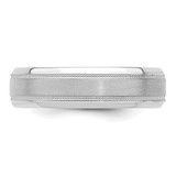 14k White Gold 6mm Standard Weight Comfort Fit Brushed Satin/Polished Milgrain Grooved Edge Wedding Band Size 13.5