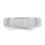 14k White Gold 6mm Standard Weight Comfort Fit Brushed Satin/Polished Stepped Edge Wedding Band Size 13.5