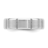 14k White Gold 6mm Standard Weight Comfort Fit Brushed/Polished Beveled Edge with Vertical Lines Wedding Band Size 9.5