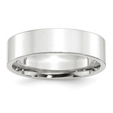 14k White Gold 6mm Standard Weight Flat Comfort Fit Wedding Band Size 7