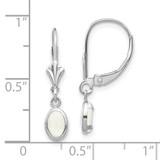 14k White Gold 6x4 Oval Bezel October/Opal Leverback Earrings