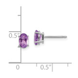 14k White Gold 6x4 Oval February/Amethyst Post Earrings