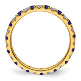 14k 1/2 carat Lab Grown Diamond VS/SI+ G+ and Lab Created Blue Sapphire Size 5.5 Eternity Band