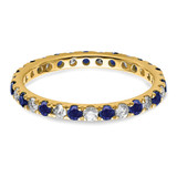 14k 1/2 carat Lab Grown Diamond VS/SI+ G+ and Lab Created Blue Sapphire Size 5.5 Eternity Band
