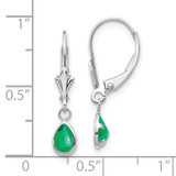 14k White Gold 6x4mm Emerald/May Earrings
