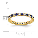 14k 1/2 carat Lab Grown Diamond VS/SI+ G+ and Lab Created Blue Sapphire Size 7 Eternity Band