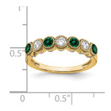 14k 1/2 carat Lab Grown Diamond VS/SI+ G+ and Lab Created Emerald Ring