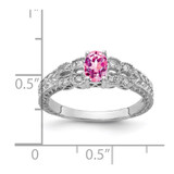 14k White Gold 6x4mm Oval Pink Sapphire AA Diamond ring