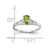 14k White Gold 6x4mm Pear Peridot ring