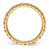 14k 1/2 carat Lab Grown Diamond VS/SI+ G+ and Lab Created Pink Sapphire Size 5.5 Eternity Band