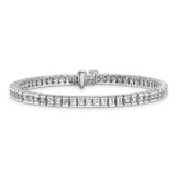 14k White Gold 7 carat Lab Grown Diamond VS+ F+ Complete Princess Bezel Set Tennis Bracelet
