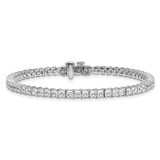 14k White Gold 7 carat Lab Grown Diamond VS+ F+ Complete Princess Prong Set Tennis Bracelet