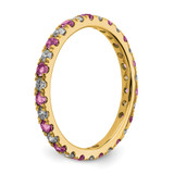 14k 1/2 carat Lab Grown Diamond VS/SI+ G+ and Lab Created Pink Sapphire Size 7.5 Eternity Band