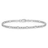 14K White Gold 7 inch 2.5mm Semi-Solid Figaro with Lobster Clasp Bracelet