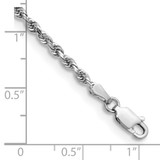 14K White Gold 7 Inch 2.75mm Diamond-cut Quadruple Rope Lobster Clasp Chain
